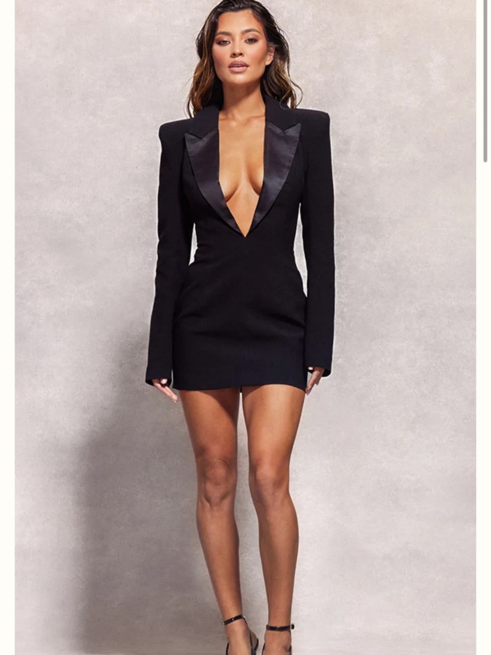 PrettyLittleThing Black Plunge Blazer Mini Dress